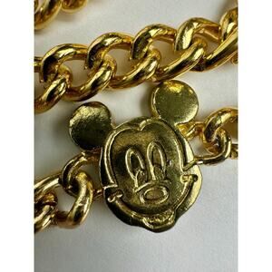 Vintage Mickey Mouse Disney Adjustable Chain Belt Glentex New York Gold Tone 42"
